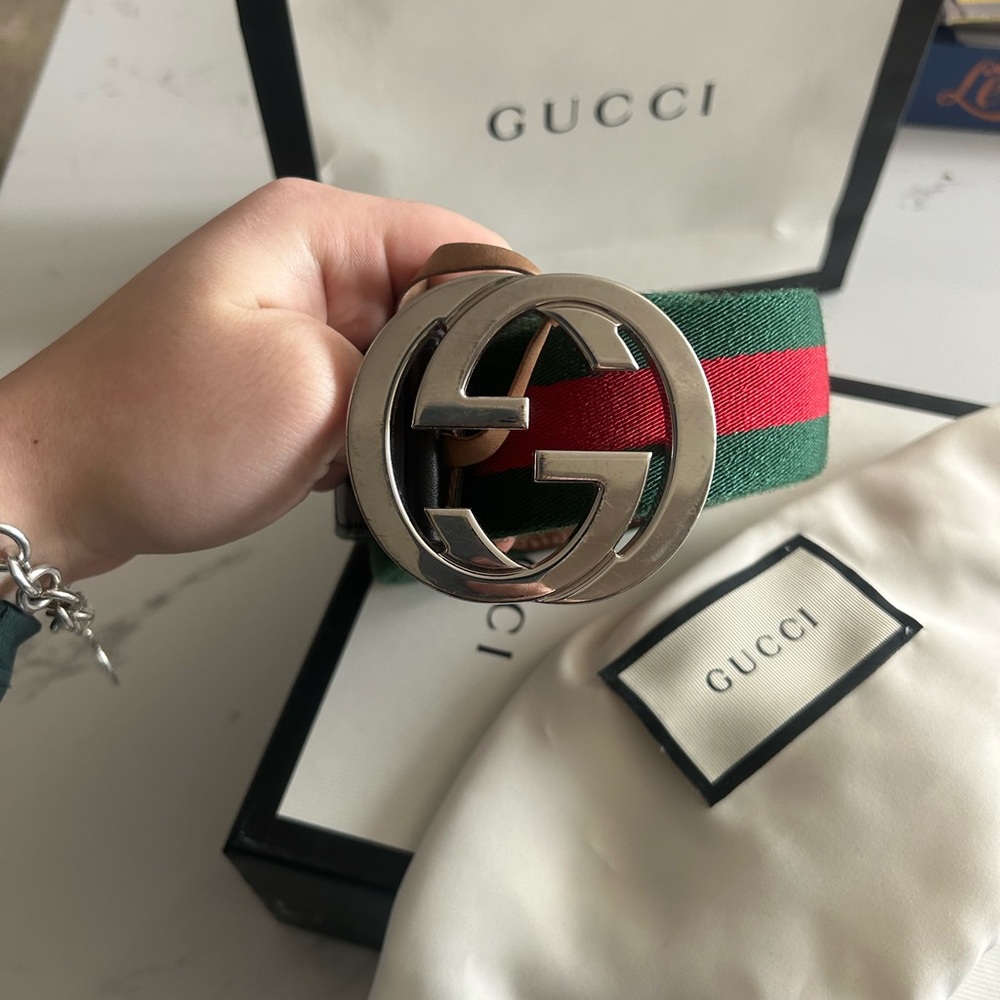 Gucci Web belt red and green guaranteed authentic